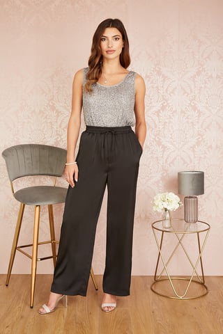 Black Satin Relaxed Trousers