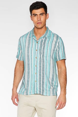 Short Sleeve Revere Collar Aztec Shirt in Mint