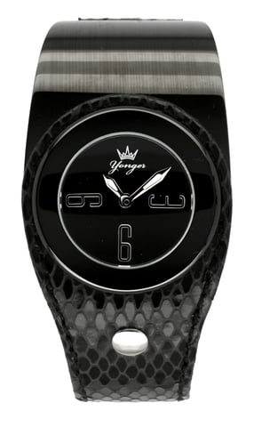 Yonger and Bresson: Black Dial Black Band Watch