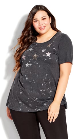 AVENUE Women's Star Top - charcoal