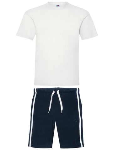 Enzo | Heren T-shirt & Korte Broek Loungewear Set - Wit/Navy