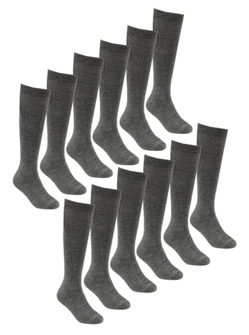 Sock Snob - 12 Paar Meisjes Bamboe Kniekousen, Lange Schoolkousen voor Kinderen - Grijs