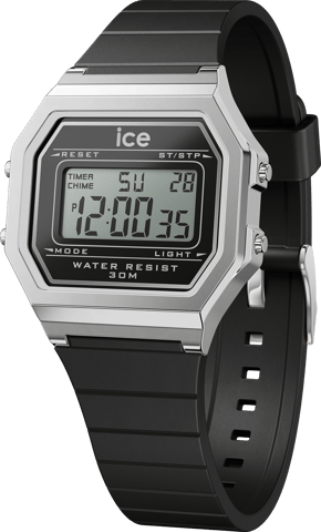 Ice Watch Ice Digit Retro - Black Silver Dames Horloge Zwart 022063