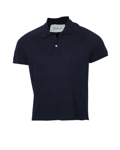 Gucci Snack Back Polo Shirt in Navy Blue Cotton