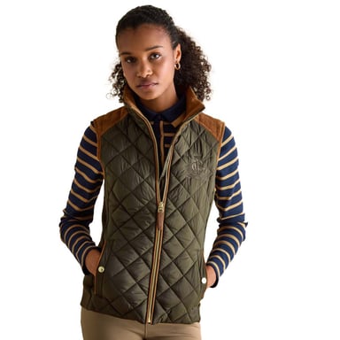 Joules Womens Braemar Luxe Showerproof Diamond Quilted Gilet