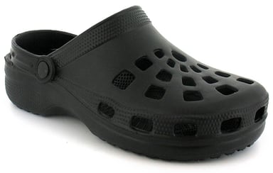 Nieuwe heren/heren zwart slip op mule clog stijl sandalen met rugband.