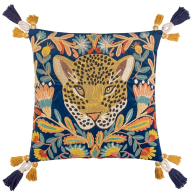 Wylder Tropics Regal Leopard Geborduurde Velours Kussenhoes