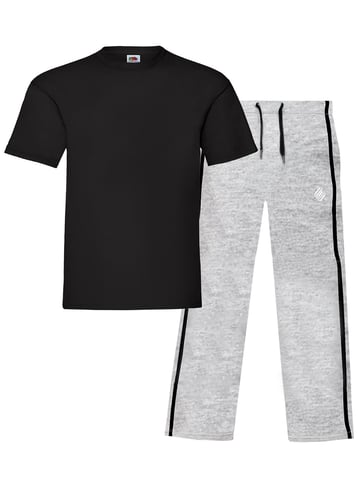 Enzo | Heren T-shirt & Broek Loungewear Set - Zwart/Grijs