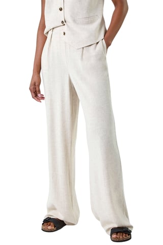 Linen Mix Wide Leg Trousers