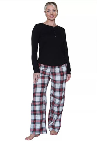 GAP Womens Pyjama Flanellen Slaapset in Zwart Schotse ruit