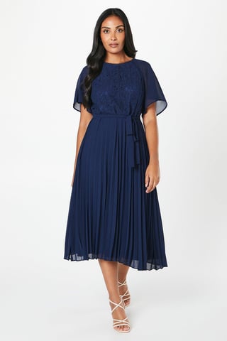 Petite Lace Angel Sleeve Midi Dress