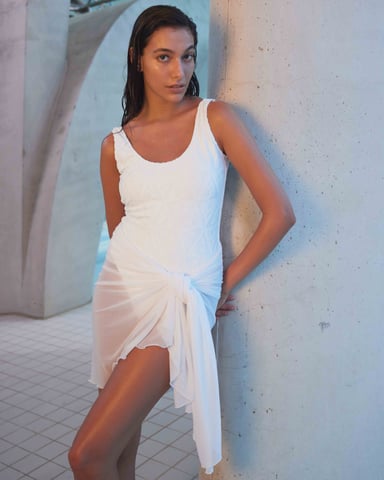Witte haai jacquard badpak