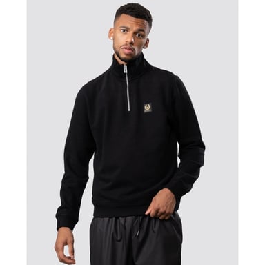 Men's Belstaff Quarter Zip Sweatshirt in Black