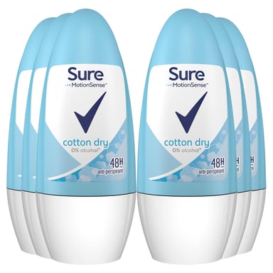 Sure Women Motion Sense Deodorant Roll-On, Cotton Dry, 50ml, 6 Pack