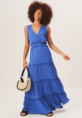 Shirred waist Wrap Tiered Midi Dress