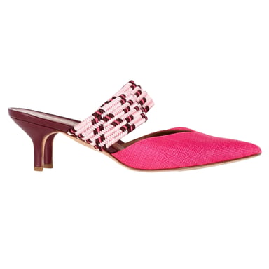 Malone Souliers Woven Maisie Sandals in Pink Raffia