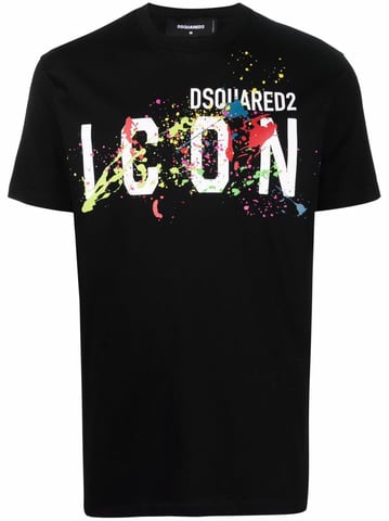 Dsquared2 Icon Paint Splatter T-shirt Zwart