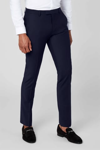 Ellroy Skinny Fit Dark Navy Wool Trousers