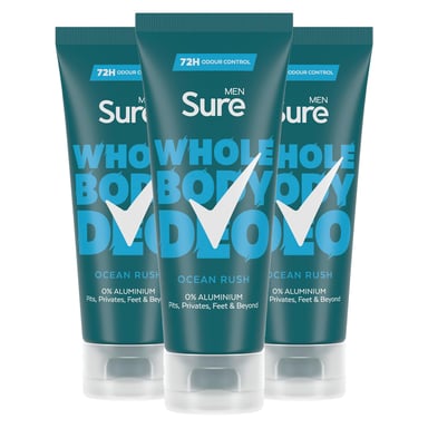 Sure Men Whole Body Deodorant Cream Ocean Rush with 72H Odour Control 75ml, 3 PK