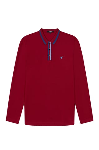 D-Rock Mens Long Sleeve Polo Shirt with Dual-Stripe Collar