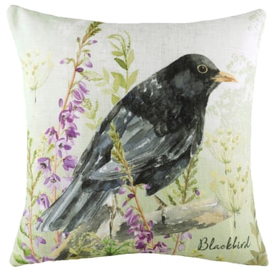 Evans Lichfield Spring Birds Blackbird Watercolour Printed Cushion Cover