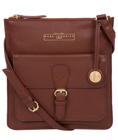 'Kenley' Chestnut Leather Cross Body Bag