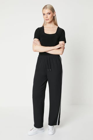 Side Stripe Elastic Waist Wide Leg Trouser