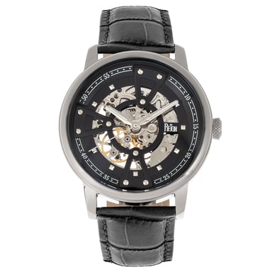 Reign Belfour automatisch skelet horloge met leren band