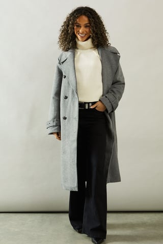 Buckle Detail Double Breasted Coat