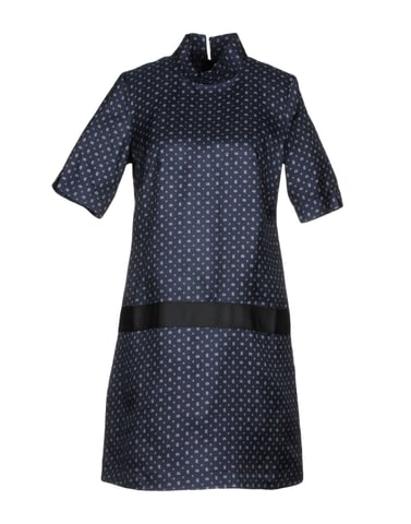 Bini Como Dark Blue Print Short Sleeve Dress