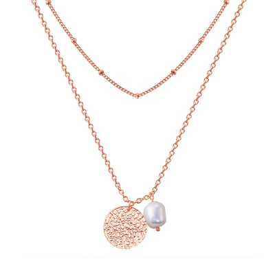 Necklace stainless steel rose gold freshwater cultured pearl white Valero Pearls