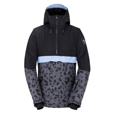 Dare 2B Dames/Dames Snowburst Leopard Print Overhead Ski Jas (Zwart/Ebbehoutgrijs)