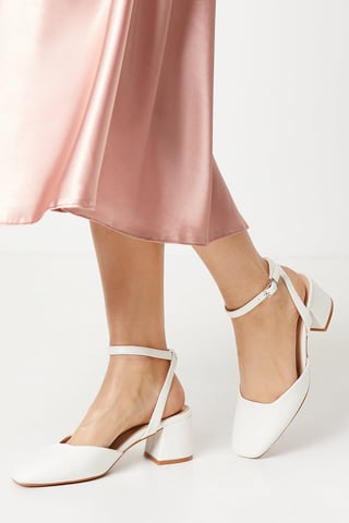 Delira Open Back Square Toe Medium Block Heel Court Shoes