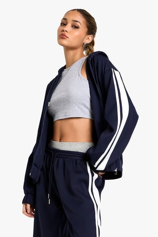 Side Stripe Woven Zip Through Tracksuit Top