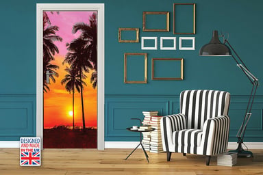 Tropical Sunset Self-Adhesive Door Mural Sticker For All Europe Size 90CmX200CM