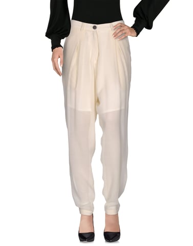 Trousers Isabel Benenato Ivory Women's Virgin Wool