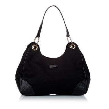 Vintage Gucci Guccissima Canvas Shoulder Bag Black