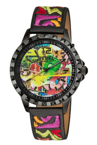 Rebel Women's Dumbo Black Dial Leather Watch