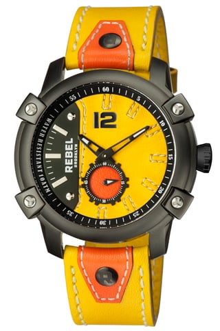 Rebel Men's Weeksville Yellow Gold/Bronze Dial Leather Watch