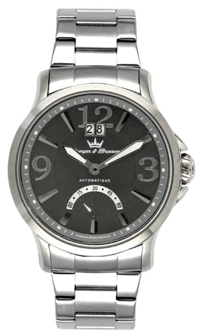 Yonger Silver Stainless Steel Black Dial Watch