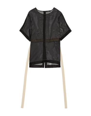 Bassike Black Silk Organza Blouse