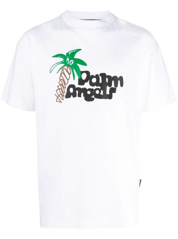 Palm Angels schetsmatig palmboomprint klassiek T-shirt in wit