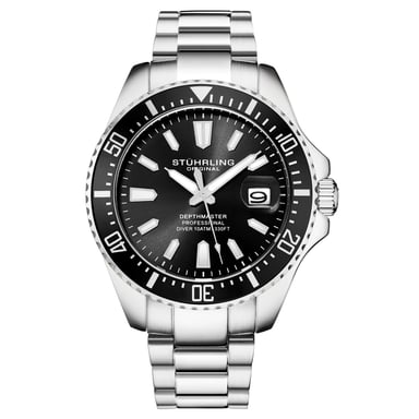 Zilver en zwart "Depthmaster" Kwarts 42 mm