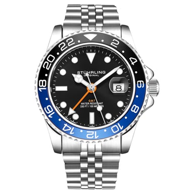 Zwart en Blauw “Meridian GMT” Kwarts 42mm