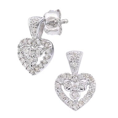 9ct witgouden diamanten hartenclusteroorbellen