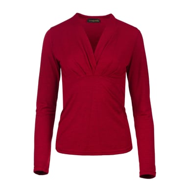 Rode Melange Lange Mouw Faux Wrap Jersey Top