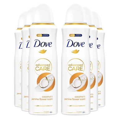 Dove Advanced Care Antiperspirant Deo Coconut & Jasmine Flower Scent 200ml, 6pk