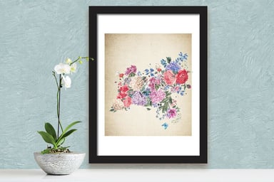 2in1 Flower Arts 2 Poster Self Adhesive DIY Wall Sticker, Living room wall sticker