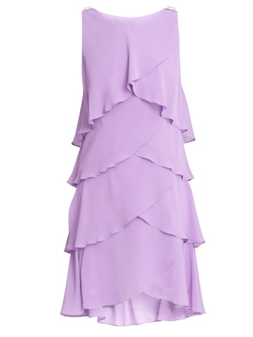 Vesta Jewel-Shoulder Tiered Cocktail Dress