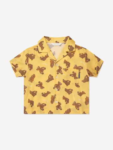 Palm Angels Boys AOP PA Bears Bowling Shirt in Yellow